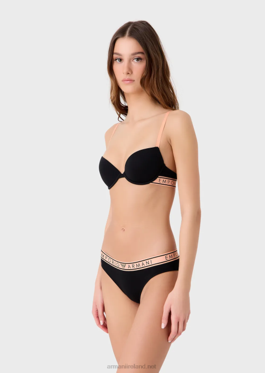 Women 086V142 Two-Pack Of Iconic Organic-Cotton Briefs With Logo Waistband Armani Black