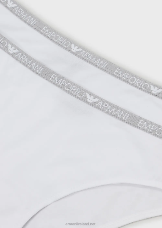 Women 086V145 Two-Pack Of Iconic Logo Briefs Armani White