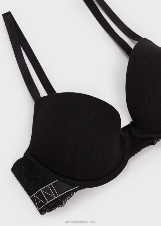 Women 086V149 Dreamy Lace Eco-Viscose Push-Up Bra Armani Black