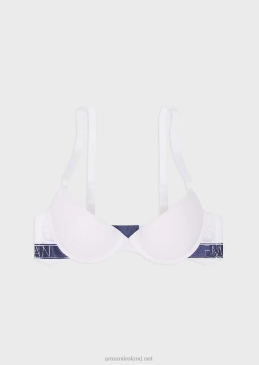 Women 086V150 Dreamy Lace Eco-Viscose Push-Up Bra Armani White