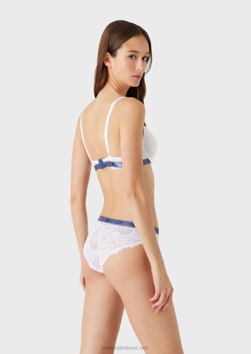 Women 086V150 Dreamy Lace Eco-Viscose Push-Up Bra Armani White