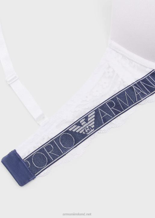 Women 086V150 Dreamy Lace Eco-Viscose Push-Up Bra Armani White