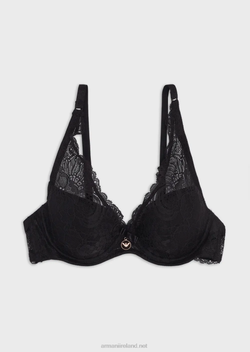 Women 086V153 Eternal Lace Recycled Lace, Padded Triangle Bra Armani Black