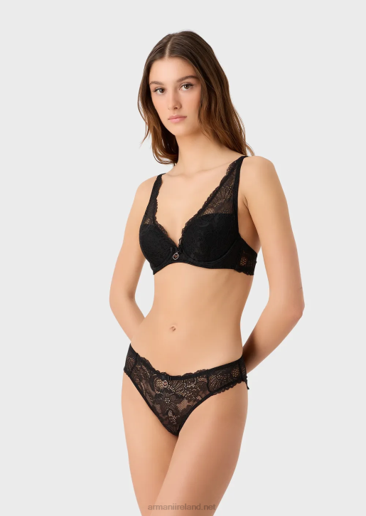 Women 086V153 Eternal Lace Recycled Lace, Padded Triangle Bra Armani Black