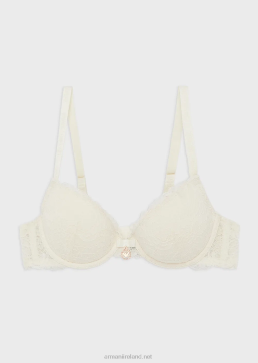 Women 086V157 Eternal Lace Recycled Lace Push-Up Bra Armani Milky White