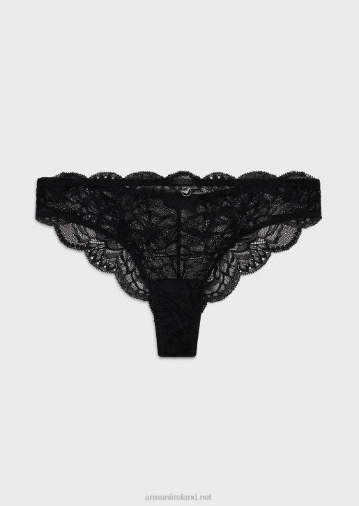 Women 086V165 Virtual Lace Brazilian Briefs Armani Black