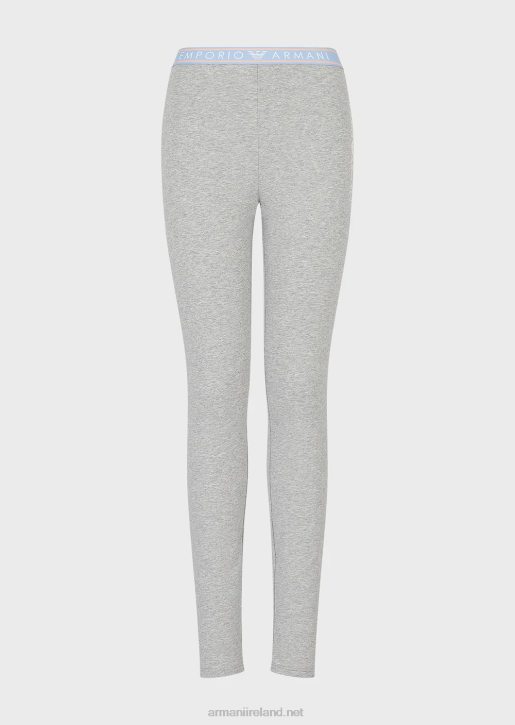 Women 086V175 Iconic Organic-Cotton Leggings With Logo Waistband Armani Gray