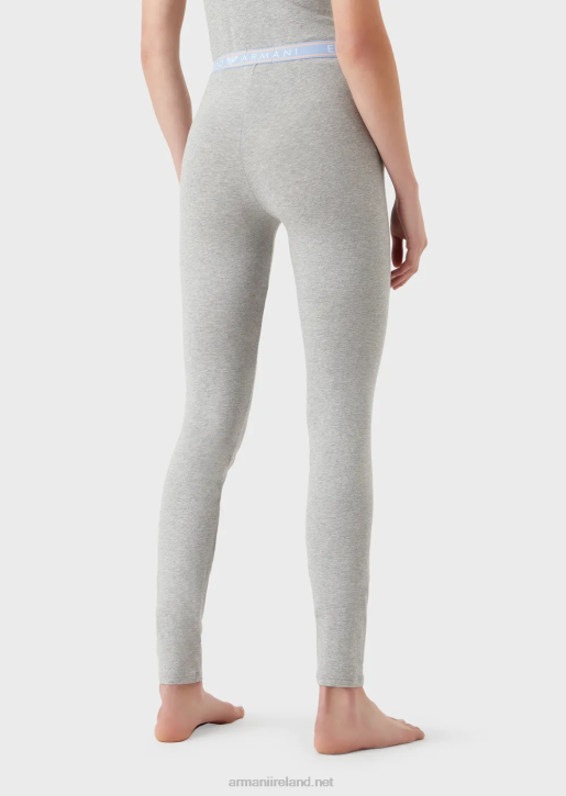 Women 086V176 Iconic Organic-Cotton Leggings With Logo Waistband Armani Black