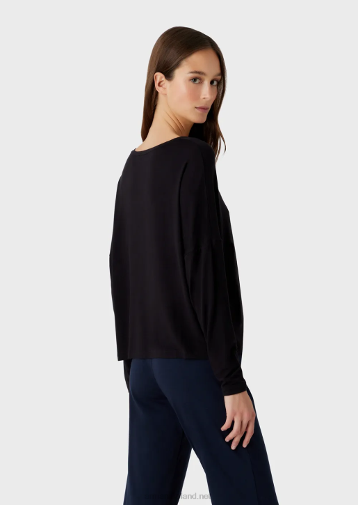 Women 086V178 Fluid Eco-Viscose Loungewear Top Armani Black