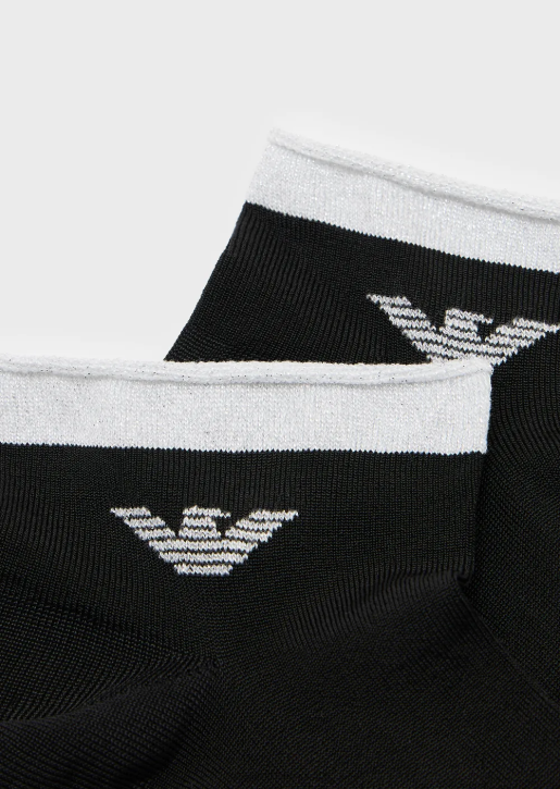 Women 086V181 Gift Box Of Jacquard Logo Socks Armani Black