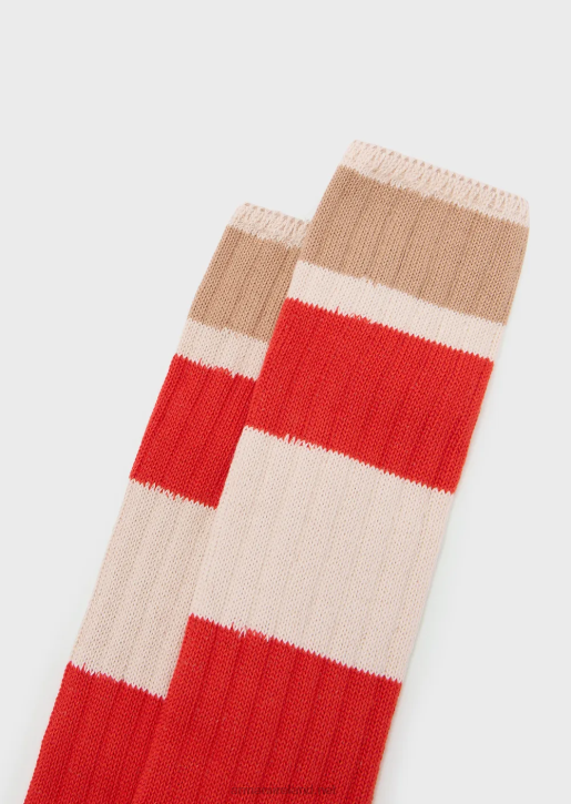Women 086V187 Sustainable Collection Ribbed Organic-Cotton Knee-High Socks Armani Orange