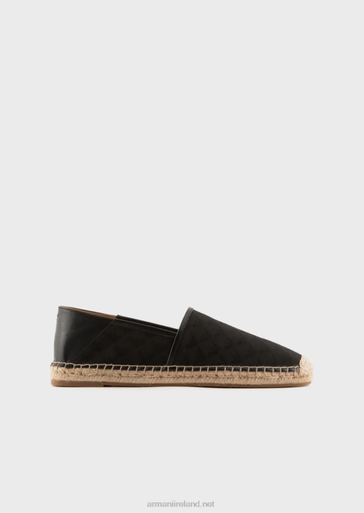 Men 086V1850 Fabric Espadrilles With All-Over Jacquard Eagle Armani Black