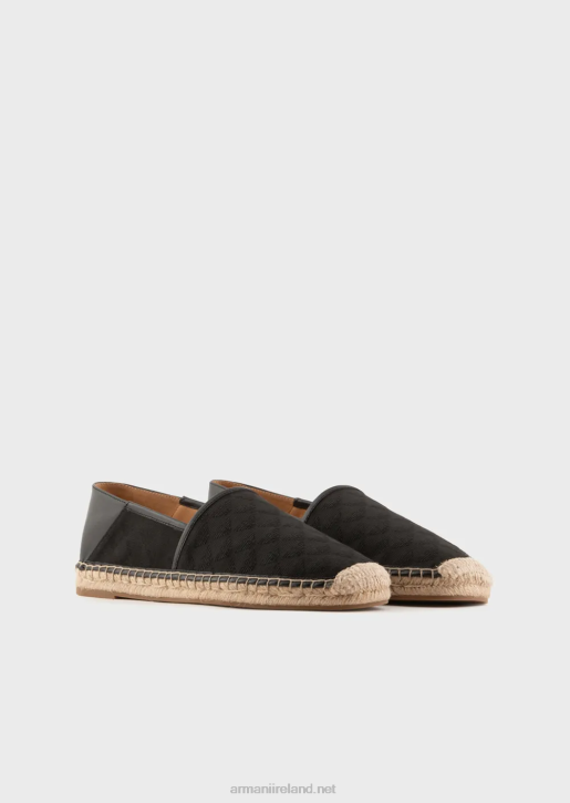 Men 086V1850 Fabric Espadrilles With All-Over Jacquard Eagle Armani Black