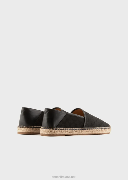 Men 086V1850 Fabric Espadrilles With All-Over Jacquard Eagle Armani Black