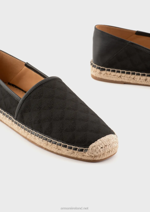 Men 086V1850 Fabric Espadrilles With All-Over Jacquard Eagle Armani Black