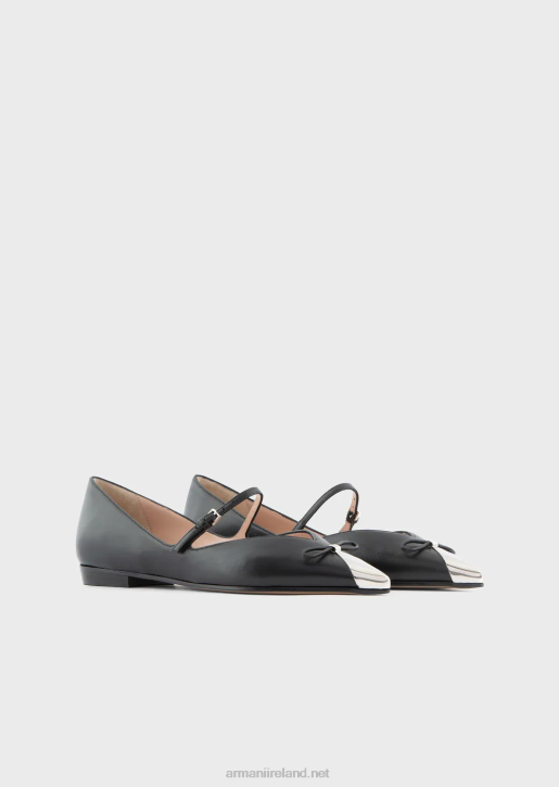Women 086V494 Nappa-Leather Ballerinas With Metal Toecaps Armani Black