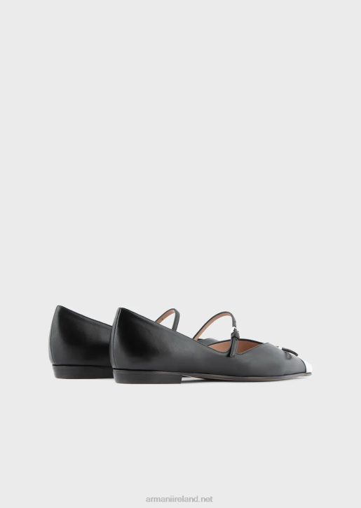 Women 086V494 Nappa-Leather Ballerinas With Metal Toecaps Armani Black