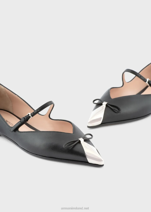 Women 086V494 Nappa-Leather Ballerinas With Metal Toecaps Armani Black