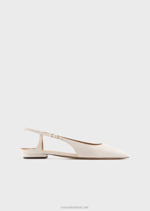 Women 086V495 Nappa-Leather Slingback Ballerinas With Pointed Toe Armani Beige