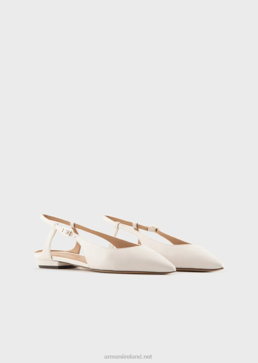 Women 086V495 Nappa-Leather Slingback Ballerinas With Pointed Toe Armani Beige