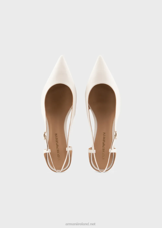 Women 086V495 Nappa-Leather Slingback Ballerinas With Pointed Toe Armani Beige