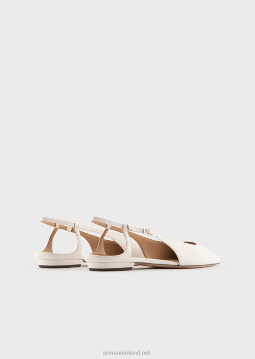 Women 086V495 Nappa-Leather Slingback Ballerinas With Pointed Toe Armani Beige