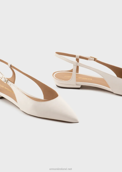 Women 086V495 Nappa-Leather Slingback Ballerinas With Pointed Toe Armani Beige