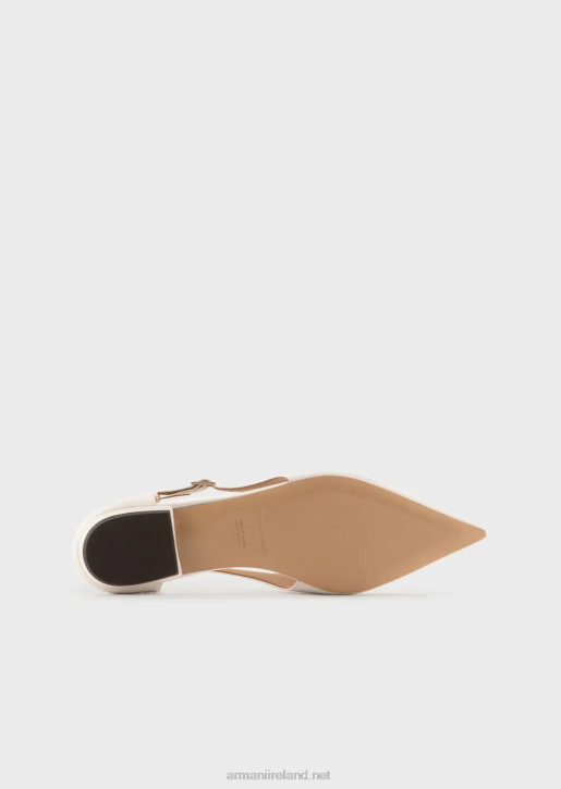 Women 086V495 Nappa-Leather Slingback Ballerinas With Pointed Toe Armani Beige