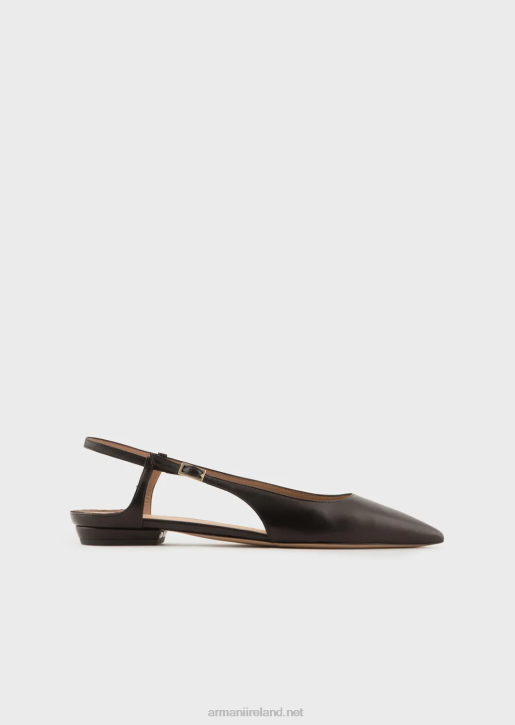 Women 086V496 Nappa-Leather Slingback Ballerinas With Pointed Toe Armani Black