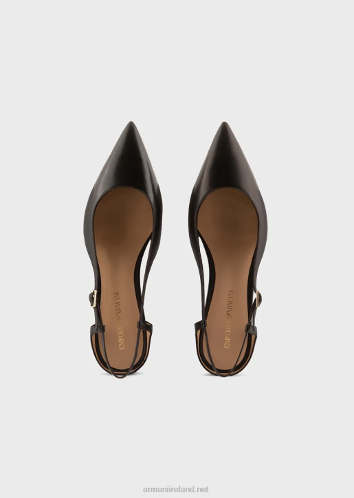 Women 086V496 Nappa-Leather Slingback Ballerinas With Pointed Toe Armani Black