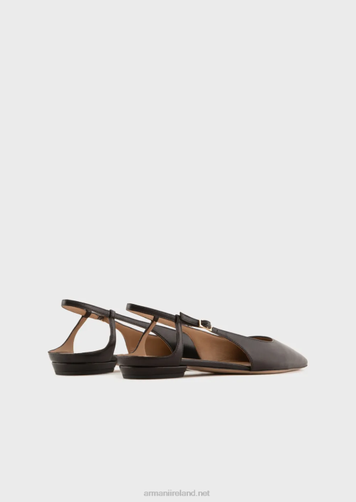 Women 086V496 Nappa-Leather Slingback Ballerinas With Pointed Toe Armani Black