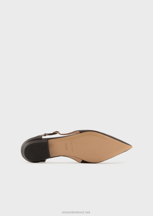 Women 086V496 Nappa-Leather Slingback Ballerinas With Pointed Toe Armani Black