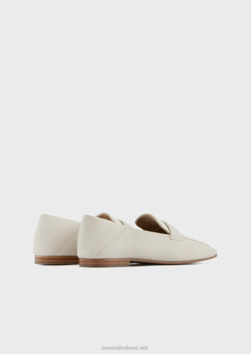 Women 086V501 Nappa Leather Loafers With Embossed Logo Armani White