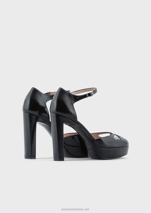 Women 086V505 Patent-Leather Platform Court Shoes Armani White