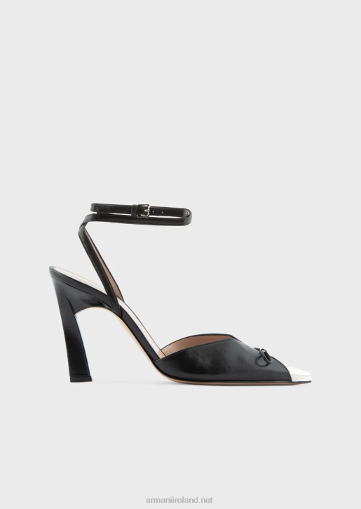 Women 086V506 Nappa-Leather Strappy Court Shoes With Metal Toecaps Armani Black