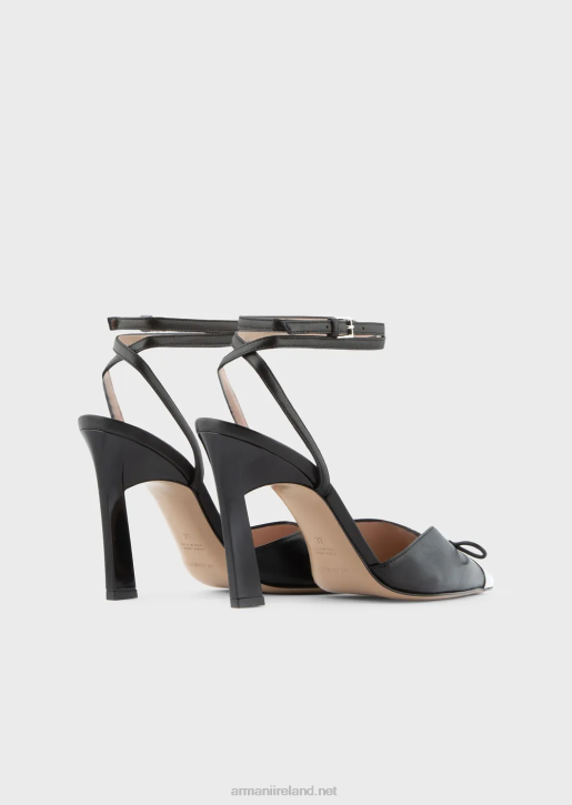 Women 086V506 Nappa-Leather Strappy Court Shoes With Metal Toecaps Armani Black