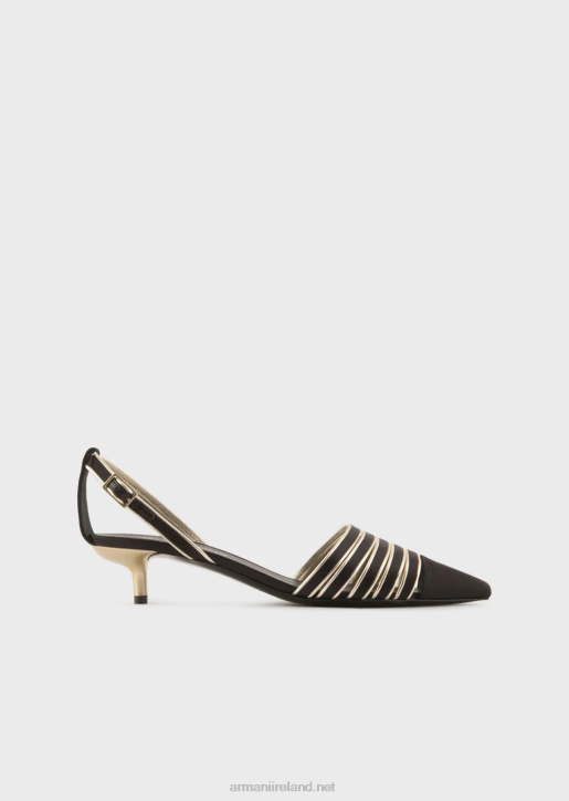 Women 086V509 Satin And Laminated Nappa-Leather Slingback Court Shoes Armani Black