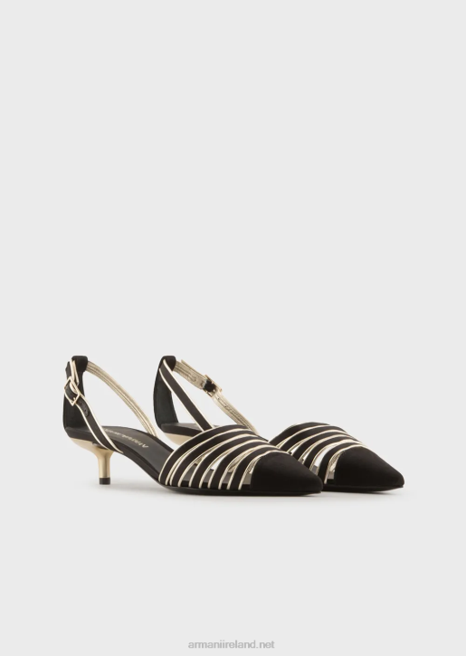 Women 086V509 Satin And Laminated Nappa-Leather Slingback Court Shoes Armani Black