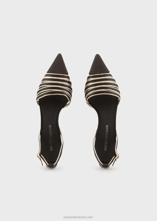 Women 086V509 Satin And Laminated Nappa-Leather Slingback Court Shoes Armani Black