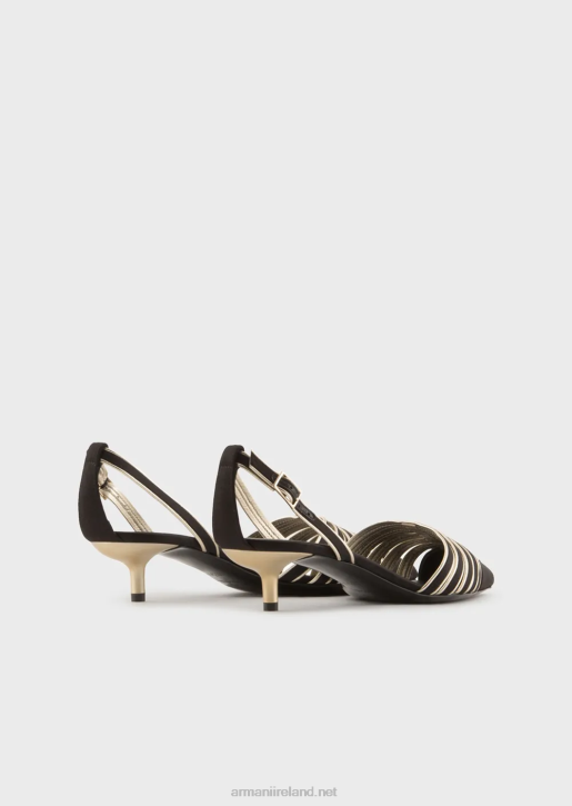 Women 086V509 Satin And Laminated Nappa-Leather Slingback Court Shoes Armani Black