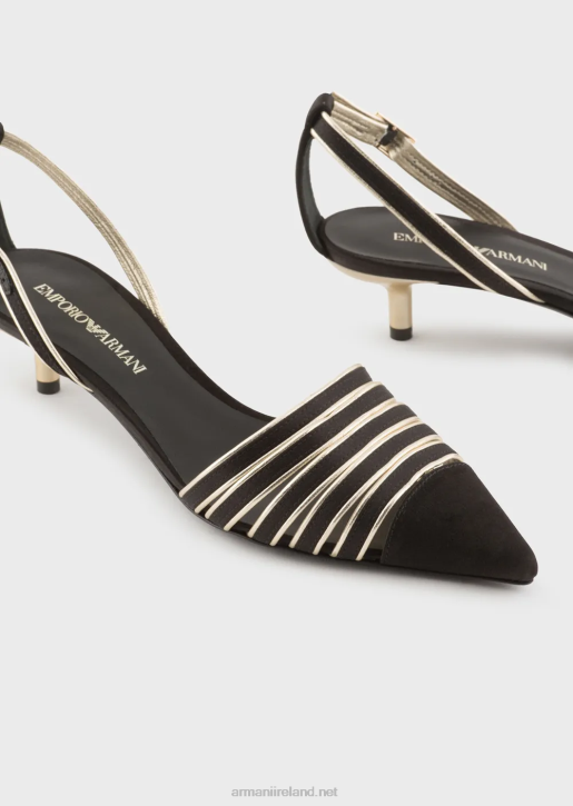 Women 086V509 Satin And Laminated Nappa-Leather Slingback Court Shoes Armani Black