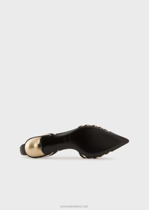 Women 086V509 Satin And Laminated Nappa-Leather Slingback Court Shoes Armani Black