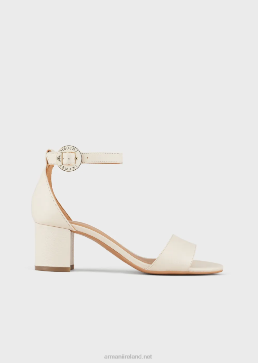 Women 086V515 Leather Sandals With Heel And Logo Medallion Armani Brown