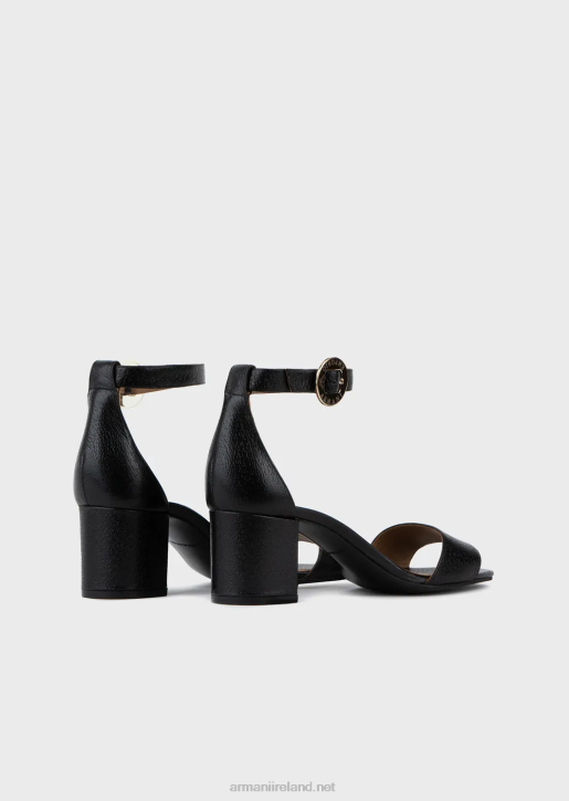 Women 086V516 Leather Sandals With Heel And Logo Medallion Armani Black