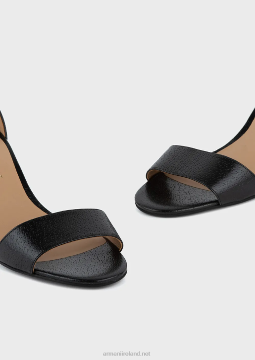 Women 086V516 Leather Sandals With Heel And Logo Medallion Armani Black