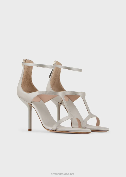 Women 086V521 Satin T-Sandals With Stiletto Heels Armani Light Gray
