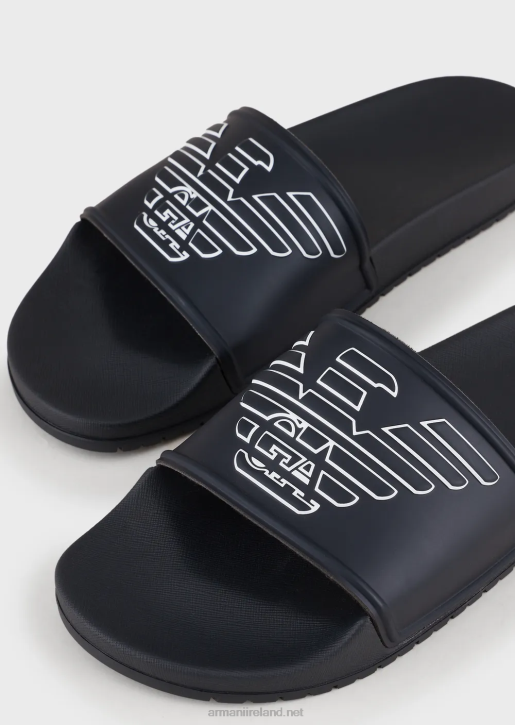 Women 086V22 Pvc Sliders With Oversized, Embossed Eagle Armani Navy Blue