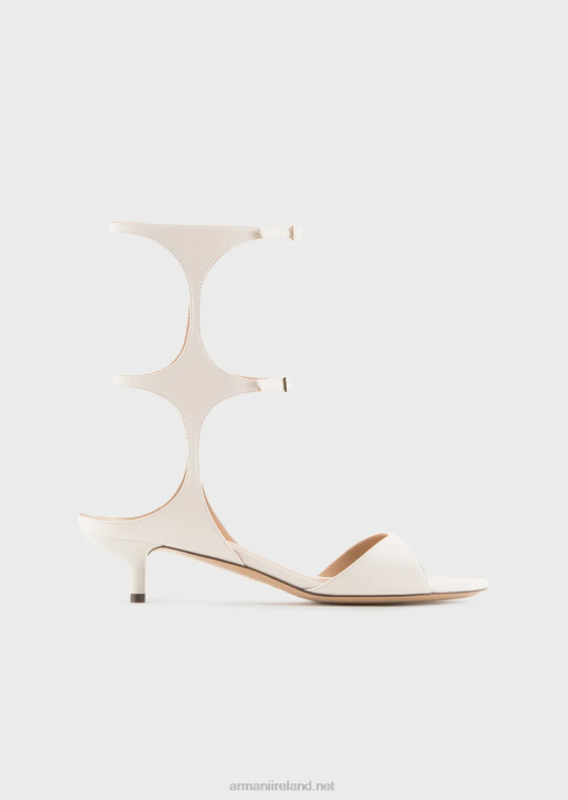Women 086V526 Sandals With Nappa-Leather Geometric Leg And Heel Armani Milky White