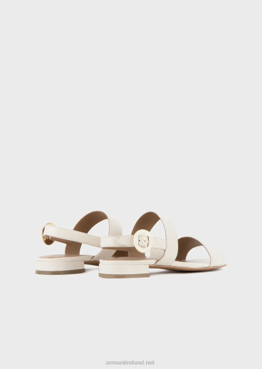 Women 086V535 Leather Sandals With Logo Medallion Armani White