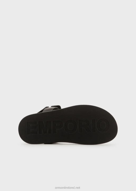 Women 086V538 Double-Band Sandals In Nappa Leather With Ea Logo Armani Black